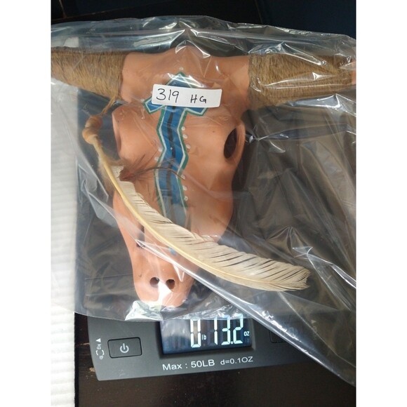 Vintage Terra Cotta Painted Southwestern Native American Steer Skull Wall Decor - Picture 9 of 9